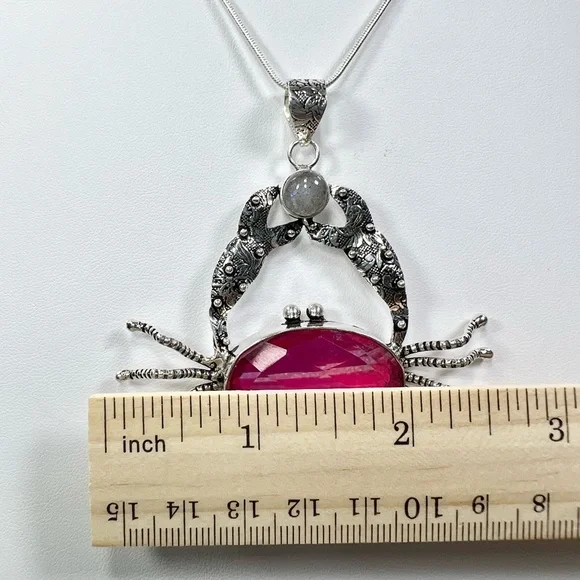 Pink 🔥 Fire Topaz 925 Large Crab Pendant & Bracelet - Picture 6 of 9